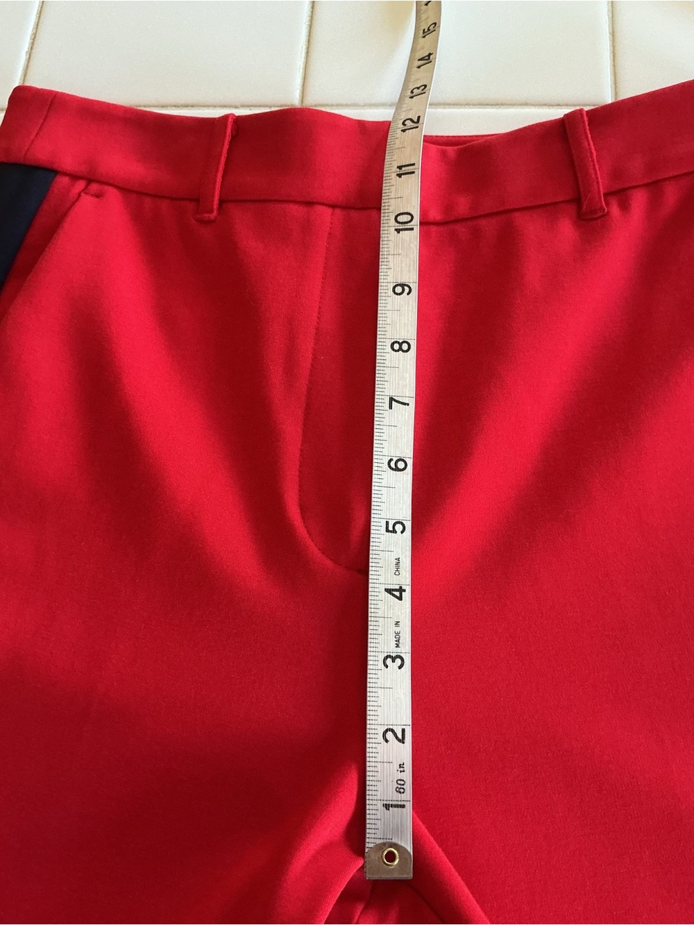 Boden Red With Navy Side Stripe Wide Leg Trousers Pants - Picture 6 of 11
